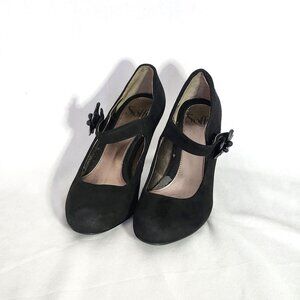 Sofft black suede Mary Jane heels